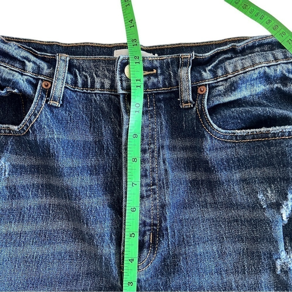CELLO Super High Rise Dad Jean Medium Wash Button Fly Distressed Raw Hem Size 11 - Picture 10 of 11